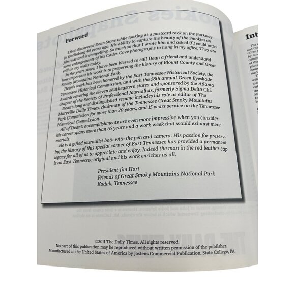 2011 Smokies Snapshots Volume I Book The Daily Times Editor Dean Stone Hardcover - Picture 4 of 10
